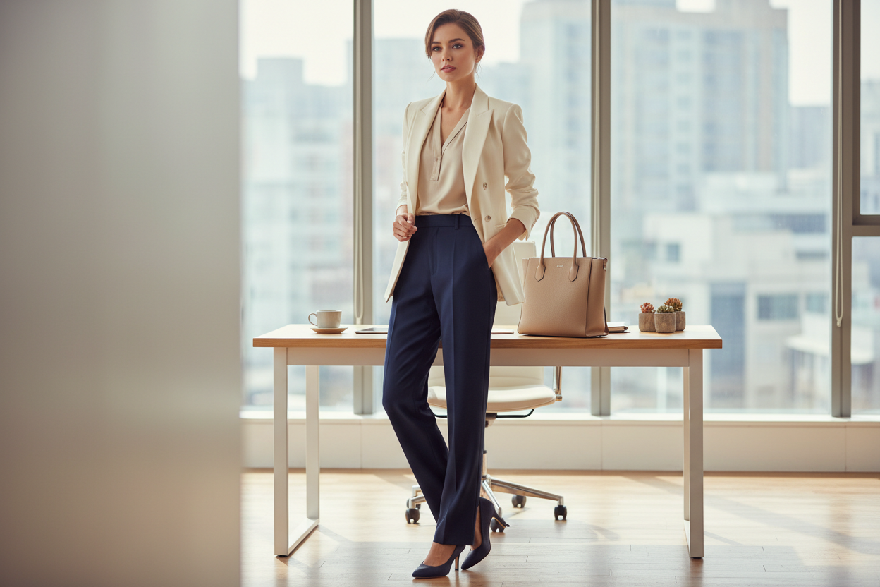 Female Fashion Model Office Background
